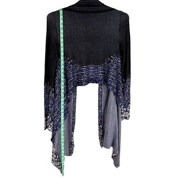 BCBGMAXAZRIA Womens XS/S Blue Black Artsy Waterfall Cardigan 70% Silk Soft Girl - Picture 9 of 15